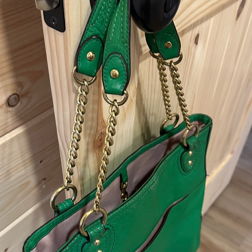 Coach vintage Green Leather Tote Bag purse - Picture 5 of 5